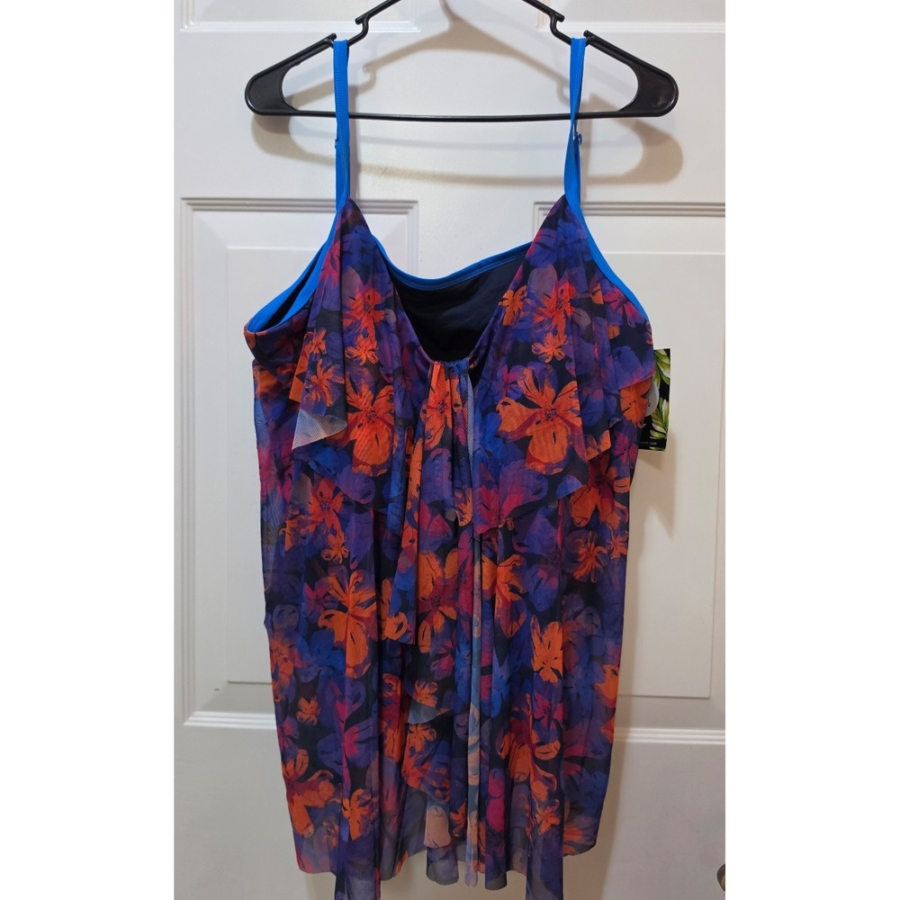 NWT Mazu Swim Women's 24W Tiered Flyaway Tankini Swim Top Tropical